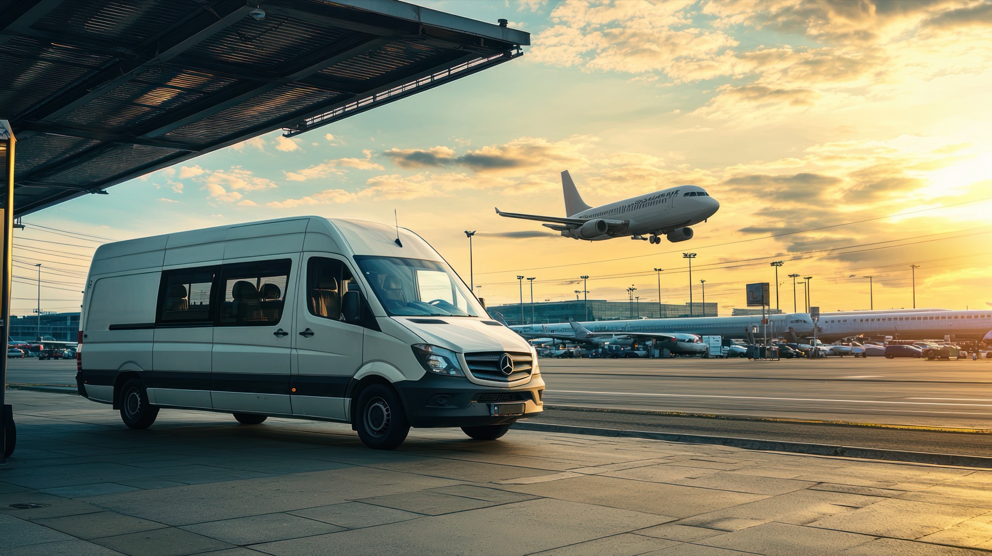 Transfer van waiting for guests at Cabo airport
